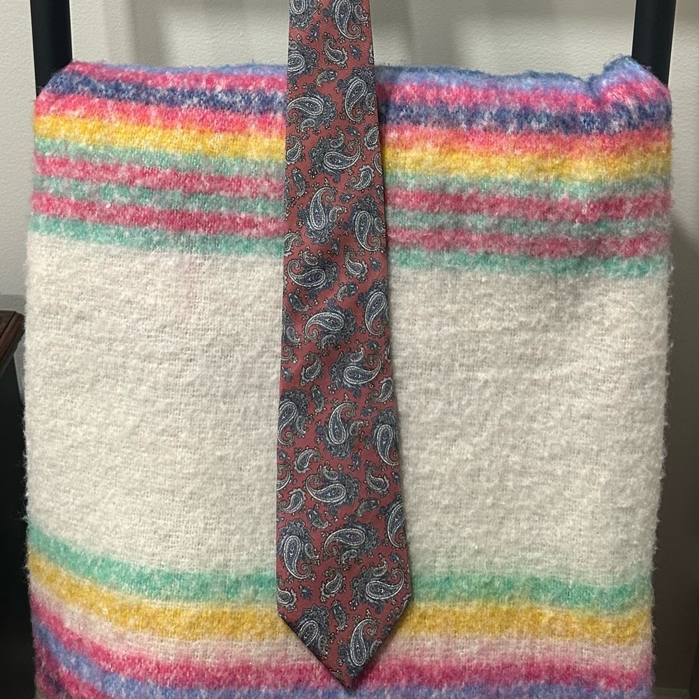 Dior Paisley Silk Tie in Burgundy and Navy